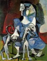 Femme au chien Jacqueline avec Kaboul 1962 cubiste Pablo Picasso